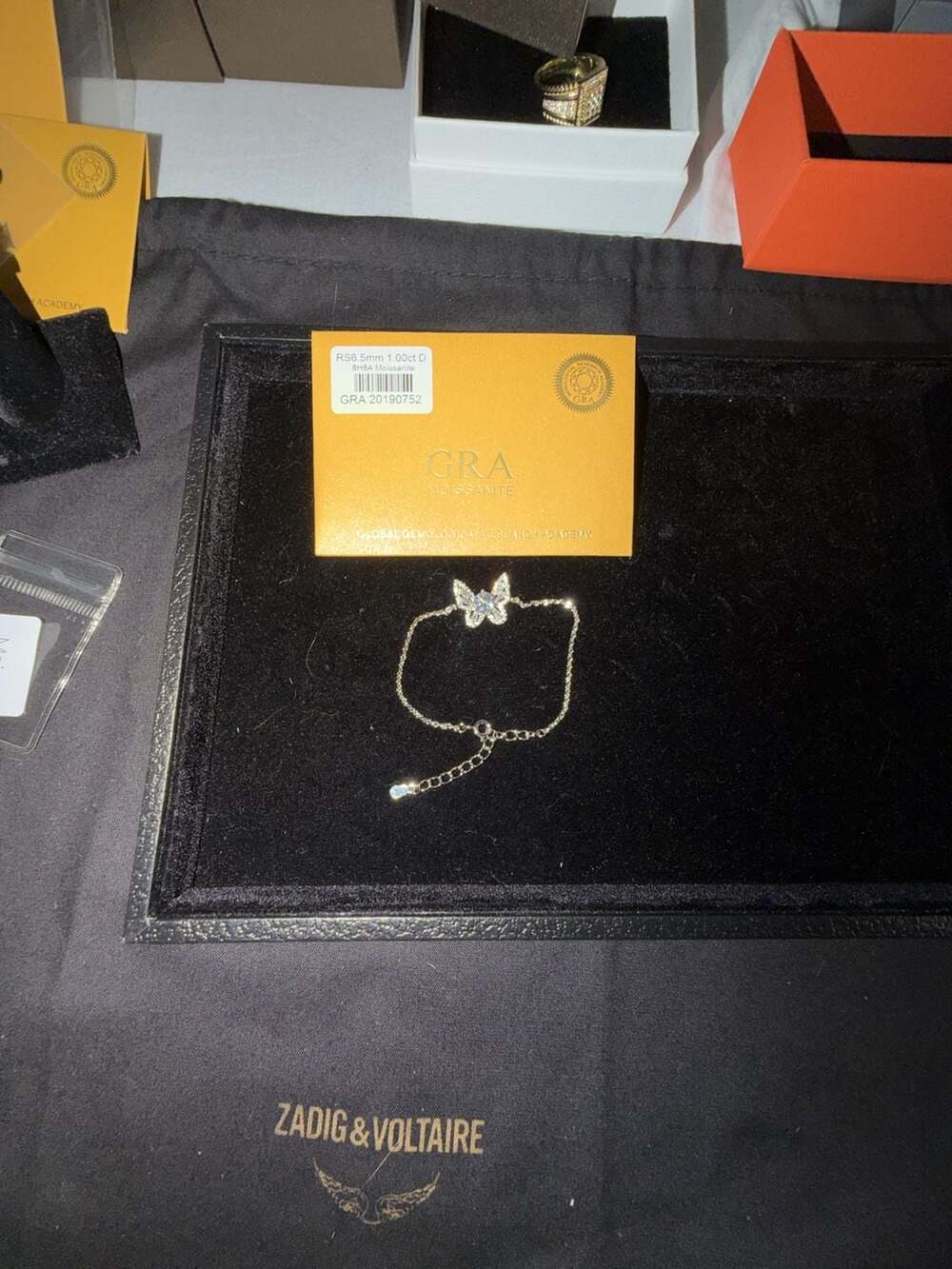 GRA Moissanite Butterfly Charm Bracelet 1.00ct